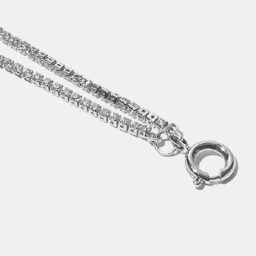 Moms Day Gift! Half Rhinestone Tennis Half Chain Link Bracelet - Picture 3 of 4